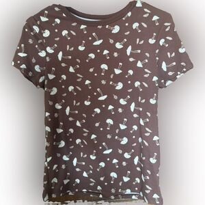 Brown T-Shirt with Mushroom Print